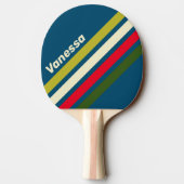 Retro Rugby Angled Striping with Name Tischtennis Schläger (Rückseite)