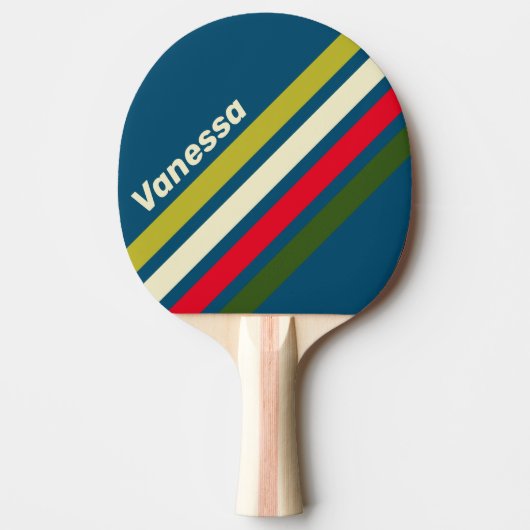 Retro Rugby Angled Striping with Name Tischtennis Schläger (Vorderseite)