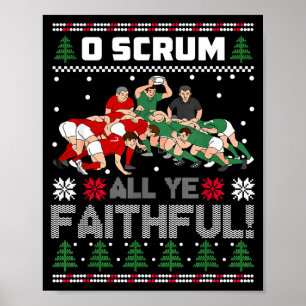 Retro Rugby O Gedränge All ihr Gläubigen Hässliche Poster