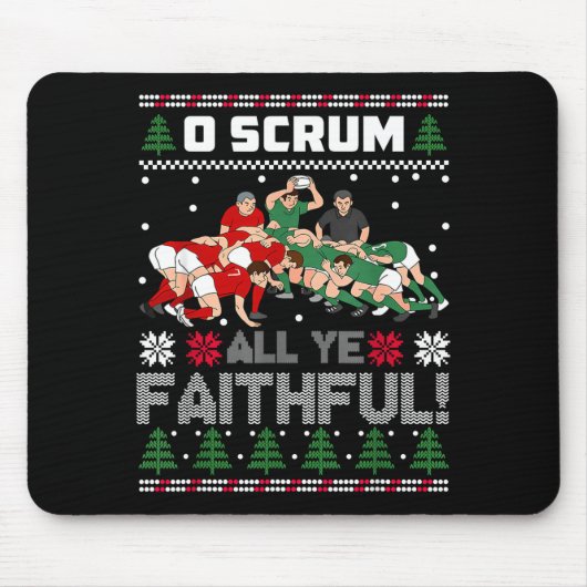 Retro Rugby O Scrum All Ye Faithful Ugly Merry Chr Mousepad (Vorne)