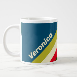 Retro-Rugby-Streifen mit Namen Jumbo-Tasse