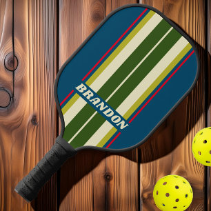 Retro Rugby Trikot Streifen mit Namen Pickleball Schläger