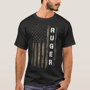 Retro Ruger Vintag Camouflage American Flag Match T-Shirt