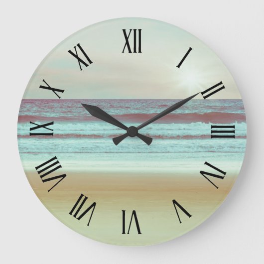 Retro ruhige Wanduhr der Strand-Grafik-| (Vorderseite)