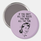 Retro Rule Breaker Woman Magnet (Vorderseite/Rückseite)