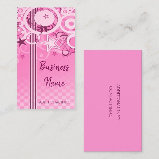 Retro-Runden und -Stangen - rosa Visitenkarte 2 (Vorne/Hinten)