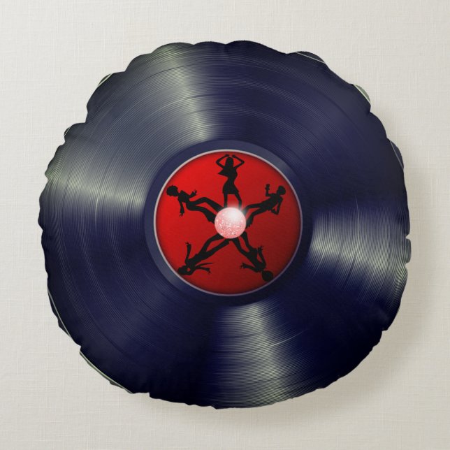 Retro-Rundwurfpilz Rundes Kissen (Vorderseite)