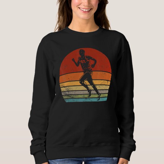 Retro Runner Vintag Runner Silhouette läuft 60 Sweatshirt (Vorderseite)