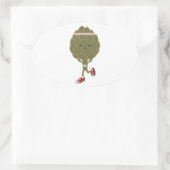 Retro Running Artichoke Ovaler Aufkleber (Tasche)
