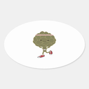 Retro Running Artichoke Ovaler Aufkleber
