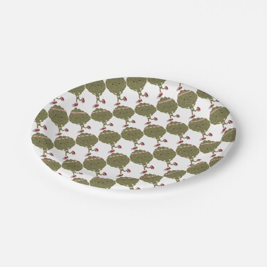 Retro Running Artichoke Pappteller (Schrägansicht)