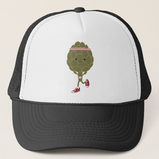 Retro Running Artichoke Truckerkappe (Vorderseite)