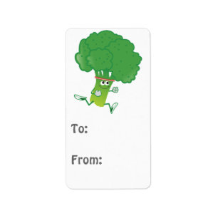 Retro Running Broccoli Adressaufkleber
