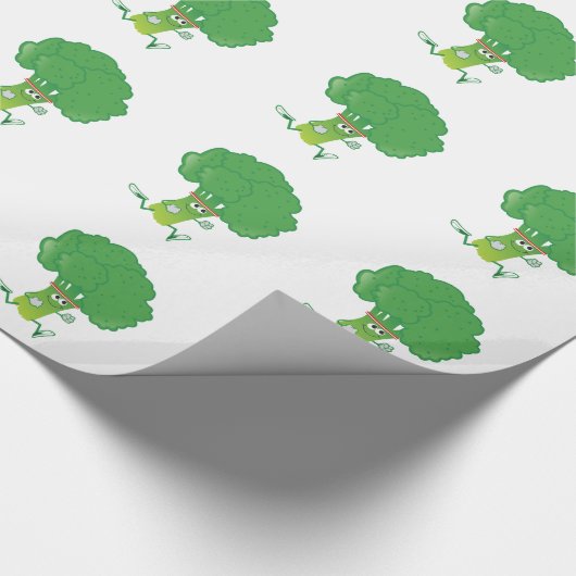 Retro Running Broccoli Geschenkpapier (Ecke)