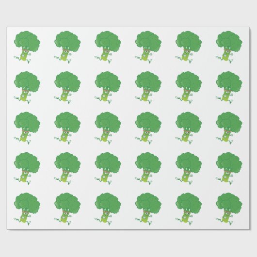 Retro Running Broccoli Geschenkpapier (Flach)