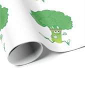 Retro Running Broccoli Geschenkpapier (Rolleneckpunkt)
