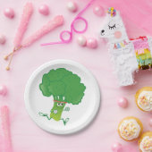 Retro Running Broccoli Pappteller (Party)
