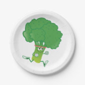 Retro Running Broccoli Pappteller (Vorderseite)