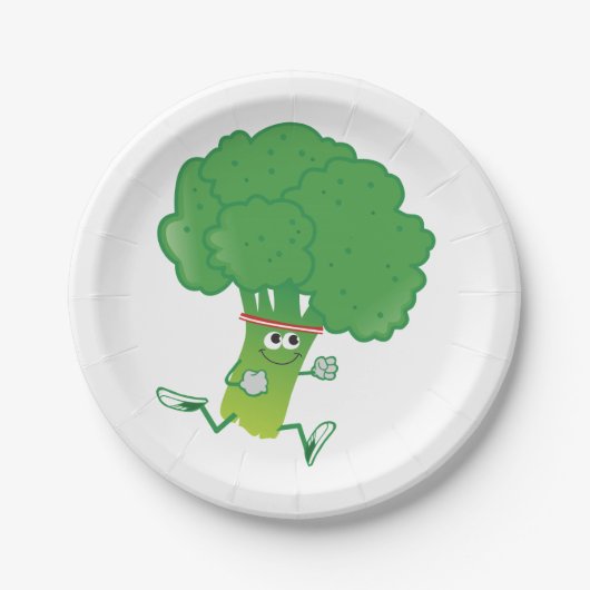 Retro Running Broccoli Pappteller (Vorderseite)