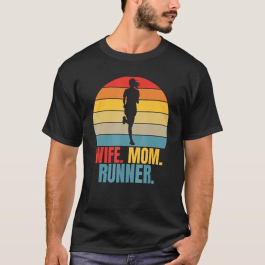 Retro Running Ehefrau Mama Runner T-Shirt (Vorderseite)