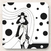 Retro Runway Model, Vintag Art Deco Mode Getränkeuntersetzer (Vorderseite)