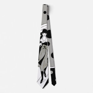 Retro Runway Model, Vintag Art Deco Mode Krawatte