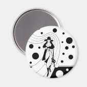 Retro Runway Model, Vintag Art Deco Mode Magnet (Vorderseite/Rückseite)