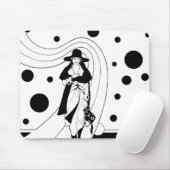Retro Runway Model, Vintag Art Deco Mode Mousepad (Mit Mouse)