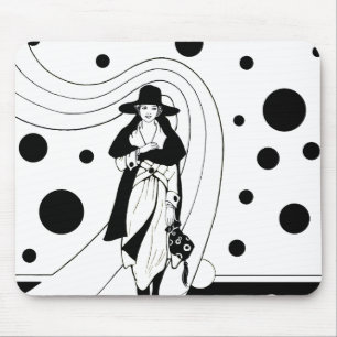Retro Runway Model, Vintag Art Deco Mode Mousepad