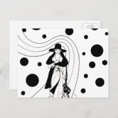 Retro Runway Model, Vintag Art Deco Mode Postkarte (Vorne/Hinten)