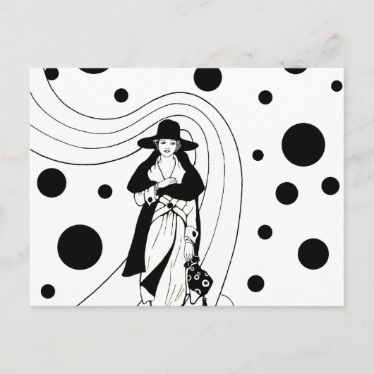 Retro Runway Model, Vintag Art Deco Mode Postkarte (Vorderseite)