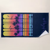 Retro Rustic Aloha Palm Beach House Urlaub Strandtuch (Vorderseite)