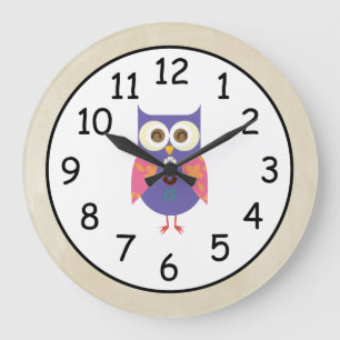 Retro Rustic Custom Owl Große Wanduhr