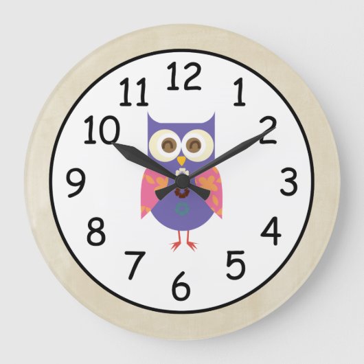 Retro Rustic Custom Owl Große Wanduhr (Vorderseite)