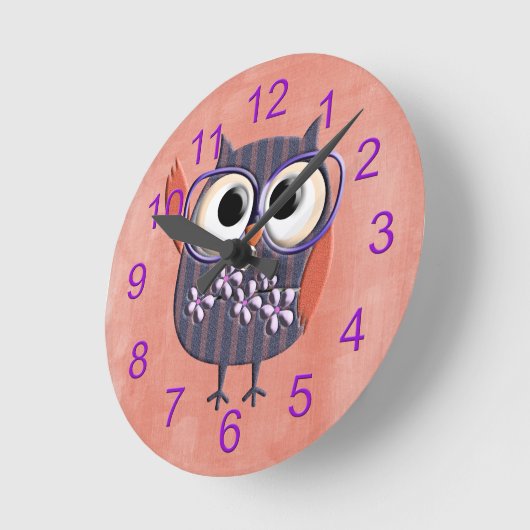 Retro Rustic Custom Owl Runde Wanduhr (Winkel)