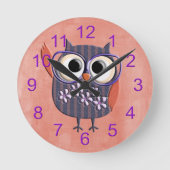 Retro Rustic Custom Owl Runde Wanduhr (Vorderseite)