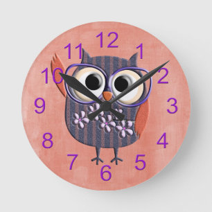 Retro Rustic Custom Owl Runde Wanduhr