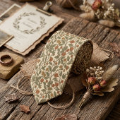 Retro Rustic Floral Olive Green Vine Pattern Krawatte