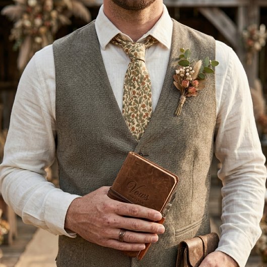 Retro Rustic Floral Olive Green Vine Pattern Krawatte