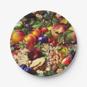 Retro Rustic Fresh Summer Tropical Frucht Gemüse Pappteller