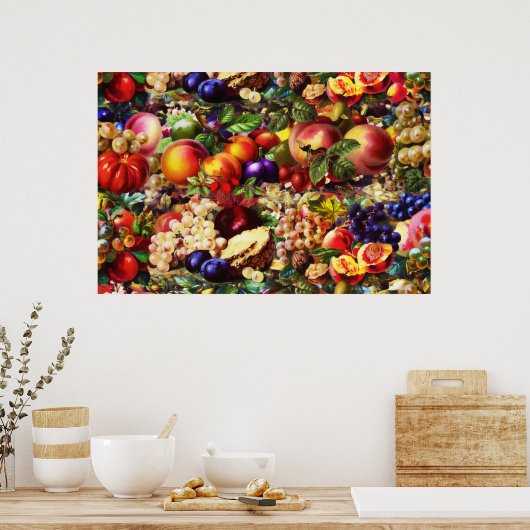 Retro Rustic Fresh Summer Tropical Fruit Vegetable Poster (Küche)
