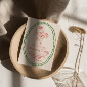 Retro Rustic Hand Drawing Red Christmas Rabbit Par Einladung