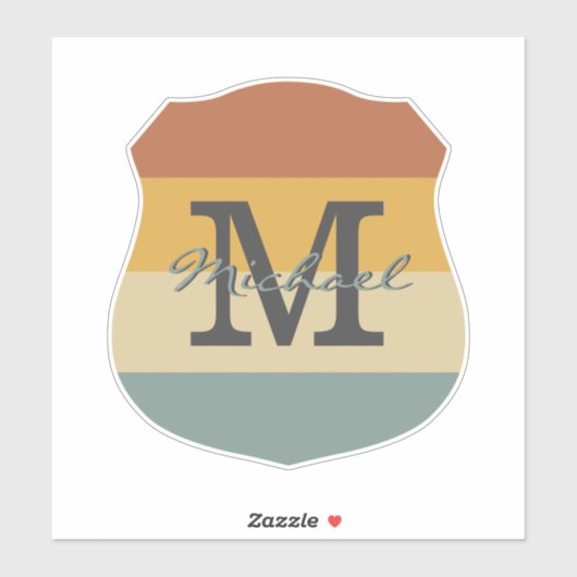 Retro Rustic Multicolor Ombre Name Monogram Aufkleber (Blatt)