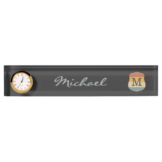 Retro Rustic Multicolor Ombre Name Monogram Namensplakette (Vorderseite)