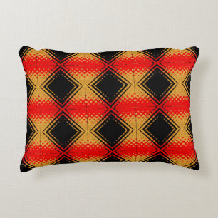 Retro Rustic Red Black Gold Muster Dekokissen