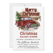 Retro Rustic Red Truck Weihnachtsfest Abendessen