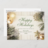 Retro Rustic Weihnachtsschmuck Firmengrüße Feiertagspostkarte (Vorne/Hinten)