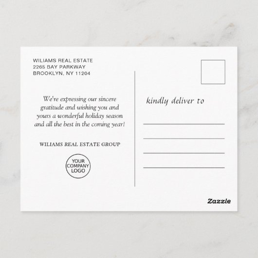 Retro Rustic Weihnachtsschmuck Firmengrüße Postkarte (Rückseite)