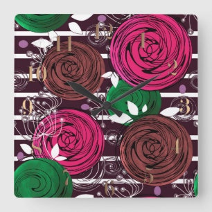 Retro, rustikal, Leute Quadratische Wanduhr