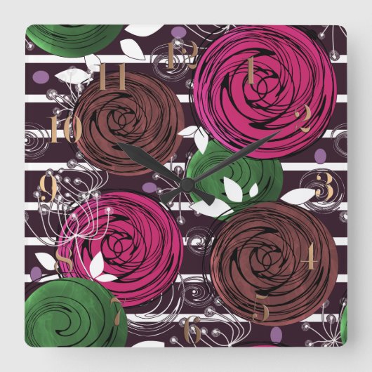 Retro, rustikal, Leute Quadratische Wanduhr (Vorderseite)